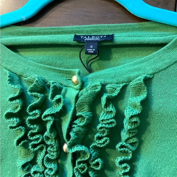 Talbots Green Ruffle Cardigan - Picture 5 of 6